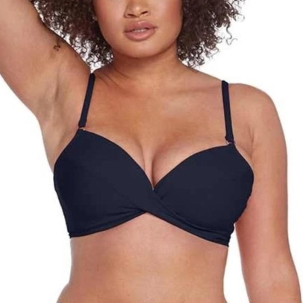 ROBIN PICCONE AVA NAVY TWIST TOP
